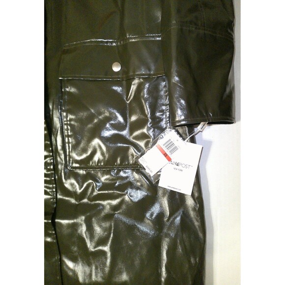 New NWT $595 Jane Post Iconic Raglan Slicker Rain Coat Hood Women XS Vest Green - Picture 3 of 7